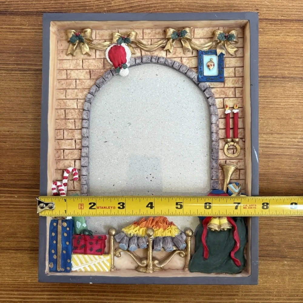 Vintage Christmas Fireplace Resin Picture Frame 5x7 Holiday Photo Frame Decor